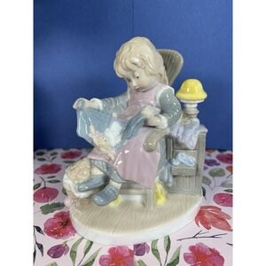 Dolfi‎ Original Lisi Martin Porcelain Figurine of Girl Playing with Doll 6"H
